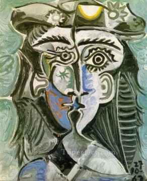 パブロ・ピカソ Painting - 帽子をかぶった女性の頭 I 1962年 パブロ・ピカソ